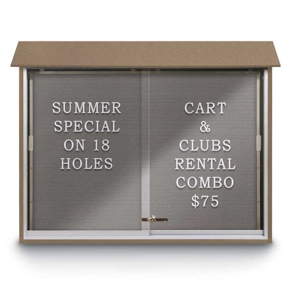 Indoor Enclosed Combo Board, 42"x32", Bronze Frame/Grey & Buff